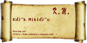 Kék Miklós névjegykártya