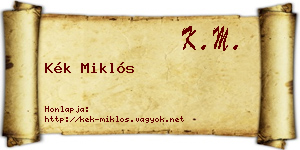 Kék Miklós névjegykártya
